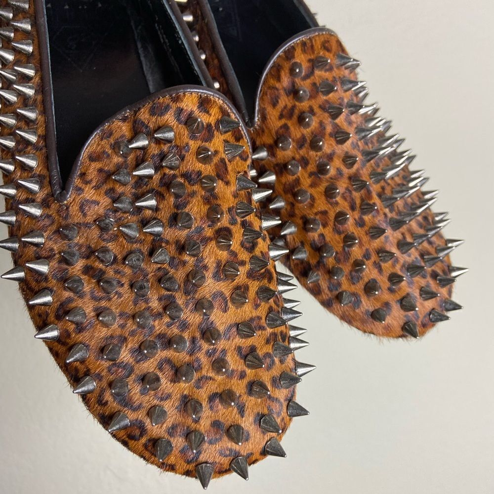 Unif Hellraiser Spiked Leopard Print Loafers Size… - image 2